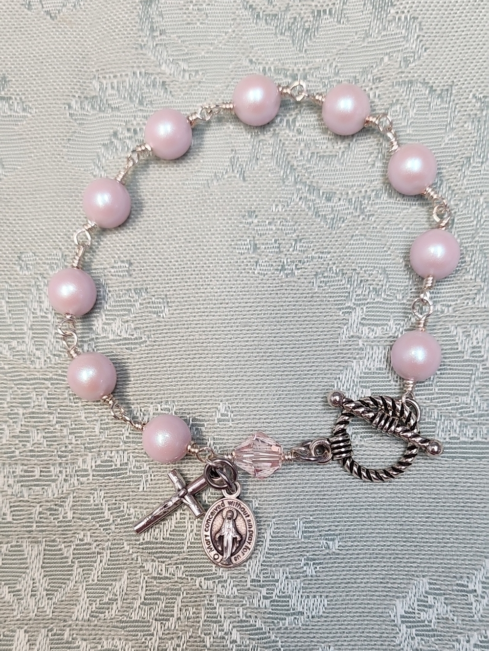 Pink Pearl Rosary Bracelet!